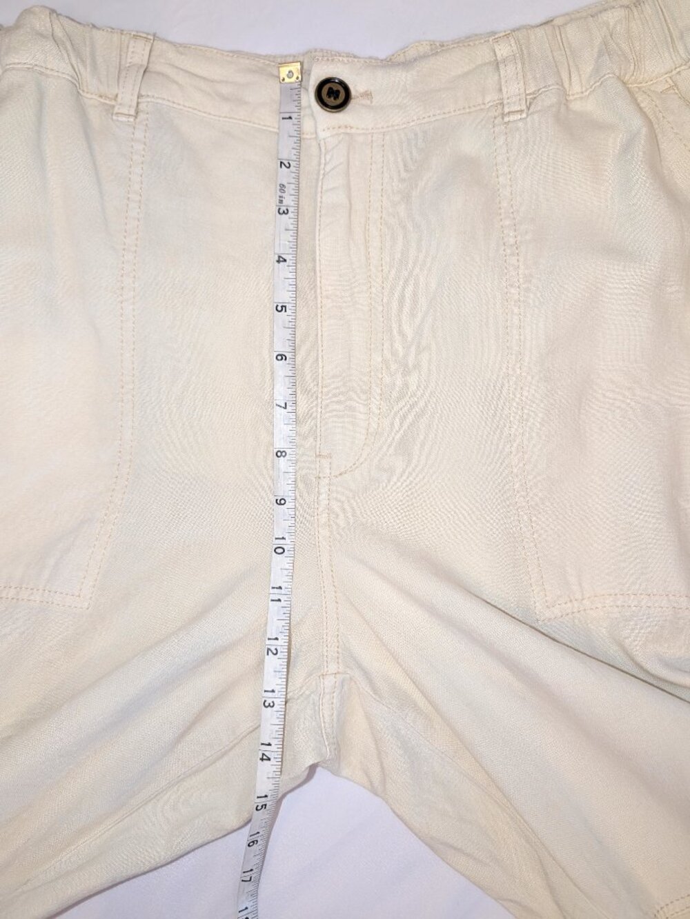 Pilcro | Anthropologie Slim Linen Beach Cargo Pants Ivory | Size Large - Picture 12 of 16